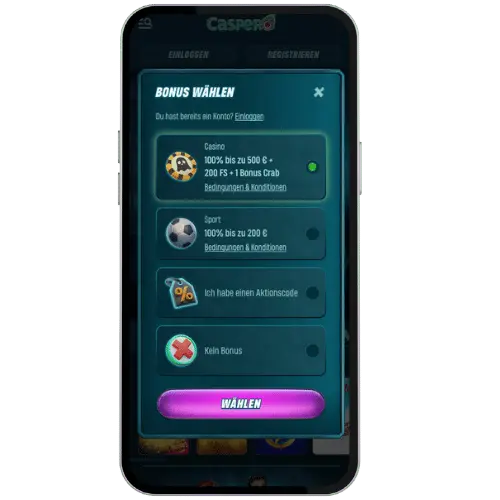 Caspero Mobile Registrati